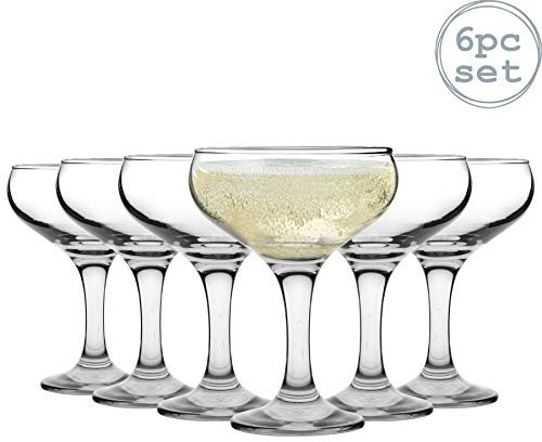 6x 235ml Champagne Saucers - Vintage Classic 20s Gatsby Art Deco Coupe Party Glass Saucer Espresso Babycham Drinking Glasses - Dishwasher Safe by Rink Drink