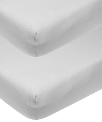 Meyco Spannbettlaken 2er Pack Kinderbett 70x140/150cm Jersey Light Grey | 100 % Baumwolle - Oeko Tex zertifiziert - Spannbetttuch - Rundum-Gummizug - atmungsaktiv & hautfreundlich