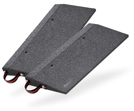 bepco Bordsteinkanten-Rampe-Set (2 Stück) + Griff-Schlaufen, LxBxH: 50 x 25 x 5 cm aus Gummi (schwarz) Auffahrrampe,Türschwellenrampe, mit eingelagerten Unterlegscheiben zur Befestigung
