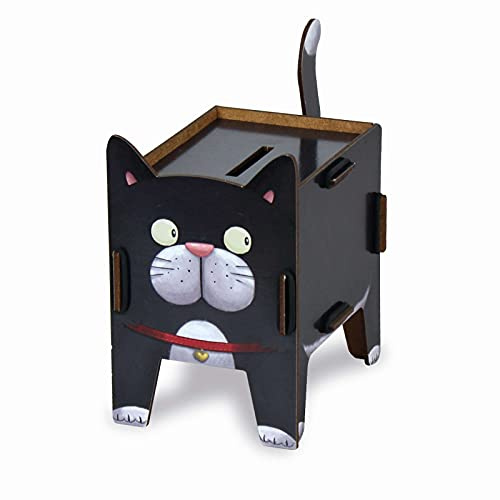 Werkhaus PP 1943 Twinbox (Spardose und Stifteköcher) Katze Schwarz ca. 11 x 11,5 x 8,5 cm Sparbüchse Stiftebecher (ohne Inhalt)