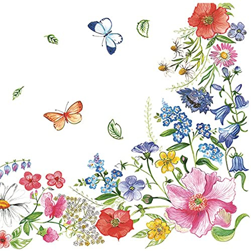 DAISY 3-Ply Spring Flowers Tissue Paper Napkins Serviettes for Decoupage Lunch 33cm x - Pack of 20 (Blossom Border) (21301SDOG)