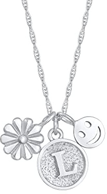 Elli Halskette Blume Smiling Face Buchstaben Anhänger 925 Silber | Kette Damen, Schmuck Geschenke für Frauen Mädchen Mama Freundin, Festival Silberkette, Länge 45 cm