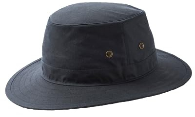 FIDRA Waxed Waterproof Bush Fedora Rain Hat with Eyelets. Fast Post UK Seller (61cm XLarge, Navy Blue), 7 1/2