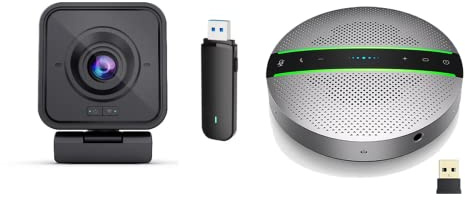 Project Telecom 1080p Wireless Webcam with Microphone & Bluetooth Speakerphone – USB Web Cam & Audio Kit for PC, Laptop, Zoom, Teams, Video Conferencing – Plug & Play Streaming Camera with Speaker