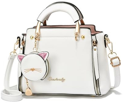 NICOLE & DORIS Frauen Umhängetasche Klein Tasche Mode Handtaschen Damen Kuriertaschen Handytasche Mädchen Crossbody Schultertaschen mit Geldbörse Weiß