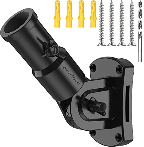 Evertoco Heavy Duty Stainless Steel Flag Pole Bracket - 180° Adjustable Flag Holder for House, Mount for 1 Diameter Pole, Wind Resistant & Rust Free Black