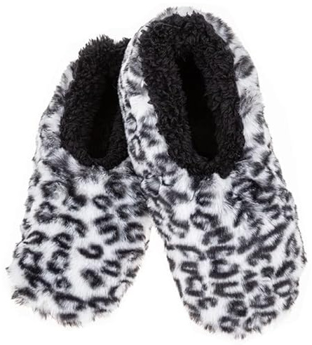 Snoozies! Wild Side supermjuka damtofflor med halkfri sula – damstorlekar från 3-7, Snöleopard, Large