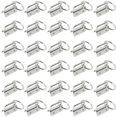 Yosawo 30 Stück Schlüsselband Rohlinge，Klemmschließeanhänger mit Schlüsselring für DIY Handarbeit Lanyard Stoff （Silber-26mm）
