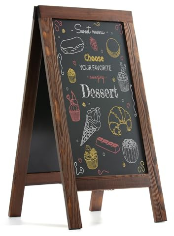 DAHAPYBOO Sandwich Board 40x20 Solid Pine Wood Rustic Brown,Chalk Board Sign Board,Sandwich Board Signs Outdoor, Chalkboard Easel,A Frame Chalkboard Sign
