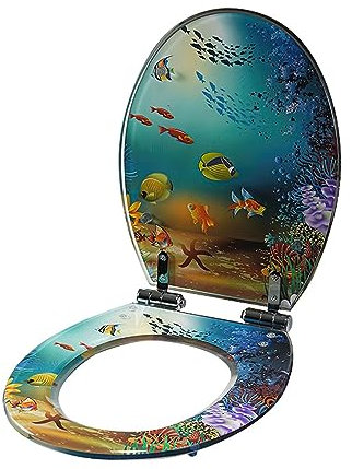 Brigtviee 16.5' Seashell WC-Sitz Fisch WC-Sitz-Abdeckung Harz WC-Sitz Oval WC-Sitz Slow Close Seashell WC-Sitz Einfach Zu Reinigen Und Zu Installieren,Grün