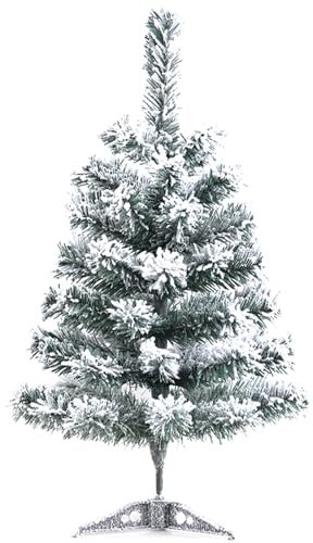 Mini Alberi di Natale, 45 cm Albero di Natale Innevato Artificiale Alberi di Natale in Miniatura Albero di Natale Piccoli, Bianco