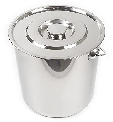 czyuRachel Seau en acier inoxydable avec couvercle, 20 l, seau à eau, avec poignée de transport et couvercle, pour seau à champagne, seau à glace, seau à viande, seau à poisson