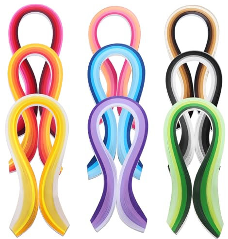 Auvotuis 5 mm breite Quilling-Papierstreifen, 40 Farben, 900 Streifen, Papierstreifen, Origami-Papierstreifen für Bastelarbeiten, Länge 39 cm