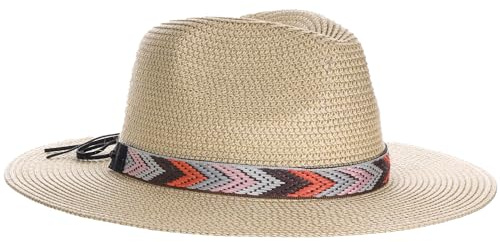 Panama Jack Womens Safari Hat - Handwoven Paper Braid Straw Sun Hat, Aztec Band, 3 Brim