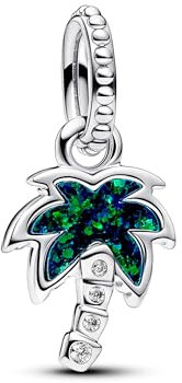 PANDORA Moments Schimmernde Grüne Palme Charm-Anhänger aus Sterling Silber mit Zirkonia, Kompatibel Moments Armbändern, 793352C01