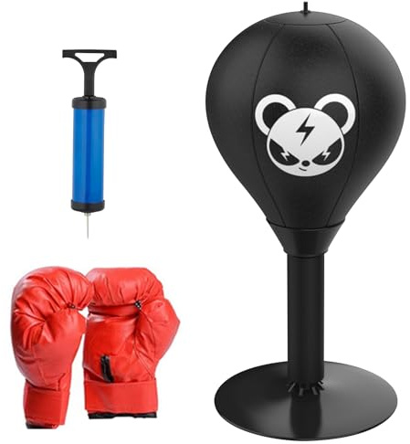 Punchingball de Mesa antiestrés，Saco de Boxeo para Escritorio con Ventosa，Pelota de Punching para liberar Rabia Juguete de Escritorio para aliviar estrés Punchingball con Abrazadera Mesa