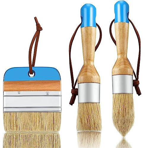 NONDK Pinceau Craie et Pinceaux à Cire Pinceau Ovale pour Peinture Acrylique Brosses Pochoir Poils pour Meubles en Bois Décoration D'Intérieur