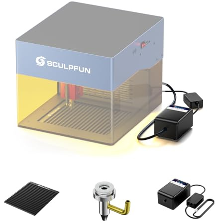 SCULPFUN icube Air Assist et table de travail en nid d'abeille, pompe à air pour iCube 3 W / Pro 5 W / Pro Max 10 W Machine de gravure laser Accessoires