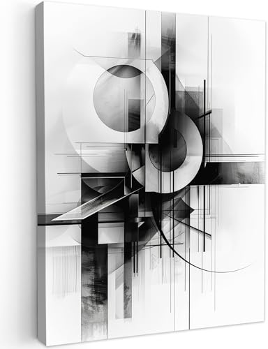 MuchoWow© Bild auf Leinwand Schlafzimmer Bilder Badezimmer Wand Deko | 50x70 cm - Wohnzimmer Moderne Wanddeko Bilderwand Geschenk Abstrakt - Kunst - Modern - Schwarz und weiß