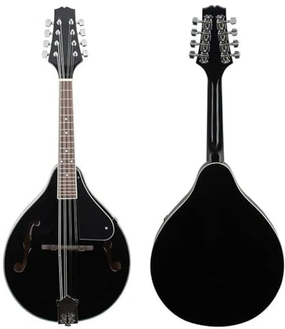 Mandolinen-Instrumentensatz Mandoline 8-saitige Gitarre A-Stil Elektrische Mandoline Saiten Mit Tasche Saiten Capodaster Gurt Plektrum Gitarrenzubehör(Black)