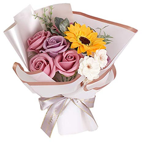 ABNNHK Künstliche Blume, künstliche Pflanzen, künstliche Blumen, Rosenstrauß mit transparenter Tragetasche, Geschenk, Schaumrose, künstliche Seifenblume, rosa Rosensträuße, Blumen halten,