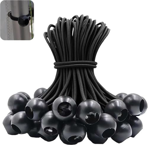 30 Stück Spanngummis mit Kugel Planenspanner,Spanngummi Kurz,Gummispanner Zeltgummis, Zelt Gummispanner mit Kugel für Planen Zelt Banner (15cm Schwarz)
