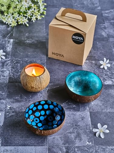 Noya Juego de 2 cuencos de colores surtidos + 1 vela perfumada, Coco