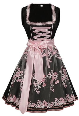 DeaAmyGline Dirndl für Damen - Dirndl Damen Midi Trachtenkleid Trachtenmode Trachtenrock Dirndlkleid inkl. Dirndlbluse Dirndlschürze 3 Teilig Oktoberfest Bayrische Besondere Anlässe