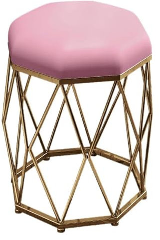 Runder Fußhocker, Ottomane, Make-up-Hocker, Beistelltisch, Samt-Waschtischsitz, Pouf-Sofahocker, for Wohnzimmer, Schlafzimmer, Veranda, Schminktisch(Pink)