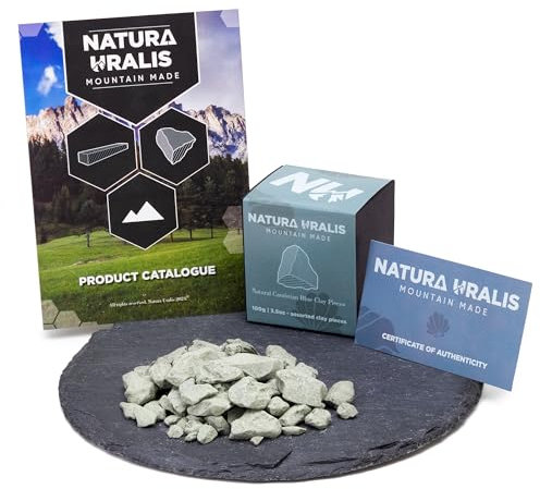 Natura Uralis Cambrian Blaue Tonerde | 100g Natürliche Blaue Tonerde, Blau-Grau Bis Pastellblau – Erstaunliches Knirschen, Befriedigend Erdige, Samtige Und Feste Textur, ASMR-Erlebnis