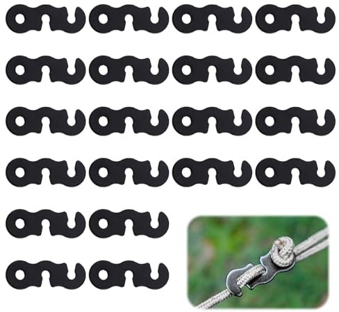 20 Pezzi Tenditori in Lega di Alluminio per Tende da Campeggio, Lega di alluminio fibbia della corda del vento, Ultraleggeri e Resistenti, per Escursionismo, Campeggio e Attività all'Aperto, Nero