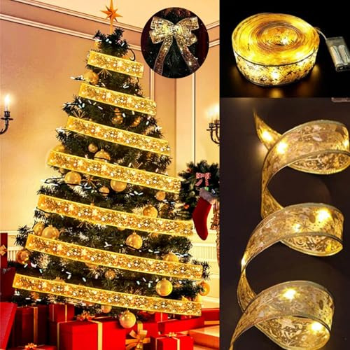 Guirlande Lumineuse pour Sapin de Noël, 5 m 50 LED Guirlandes Lumineuses à Ruban Brillant, DIY Guirlande Lumineuse de Noel en Ruban pour Décoration de Sapin de Noël, fête, Cadeau décoration
