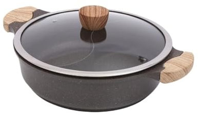 WQZzjm Olla Caliente Vintage Olla Caliente con Divisor Olla Shabu Shabu Olla Dividida para cocinar en Dos caldos a la Vez Olla Caliente Olla Shabu (28 cm) (Negra 28 cm)