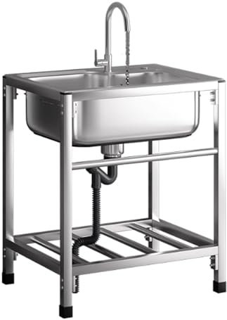 CZAOERXB Lavello da cucinaLavello da Cucina Professionale a 1 Vasca, lavelli da Cucina per Esterni e da Giardino, lavello con piedistallo in Acciaio Inossidabile, lavello da Cucina in accia