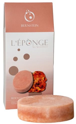 L'ÉPONGE – Ambra spugna da doccia | Innovativa spugna da bagno 4 in 1 con sapone naturale schiumoso, profumo intenso e delicato effetto esfoliante. Spugna naturale fino a 30 lavaggi