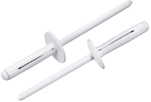 sourcing map Aluminiumnieten mit großem Kopf, Tri-Grip-Nieten, großer Flansch, Tri-Grip-Nieten für Heimwerker, Blech, Autoreparaturen, Möbel, Boote, Weiß, 25 Stück