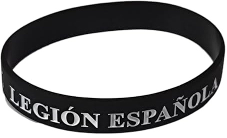 Genérico Pulsera La Legión Española de Silicona – Color Negro Legión Española en Relieve, Bandera de España y Emblema de La Legión – Unisex, 63 mm Diámetro, 12 mm Ancho, 21 cm Contorno - 1 Unidad