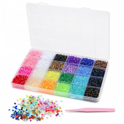 24000pcs Glitzersteine, 3 mm Hotfix Strasssteine NäGel, 24 Farben Rhinestones For Bedazzling, Diamond Painting Steine Nachkaufen, Bedazzler Steine für NäGel, Kleidung, Gesicht, Schuhe Dekorationen