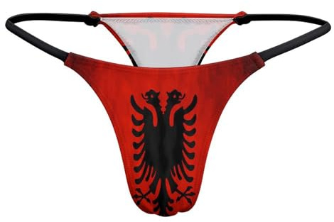 KWQDOZF Perizoma da Donna con Bandiera Grunge dell'Albania, Elasticizzato, con Schiena a T, Senza Cuciture, a Vita Bassa
