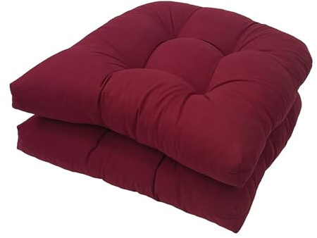 Genérico 2 Piezas Cojín de Asiento de sofá en Forma de U, Cojines en Forma de U para Interiores y Exteriores para Asiento de Silla de Mimbre para Mecedora de Interior y Exterior (Rojo Vino)
