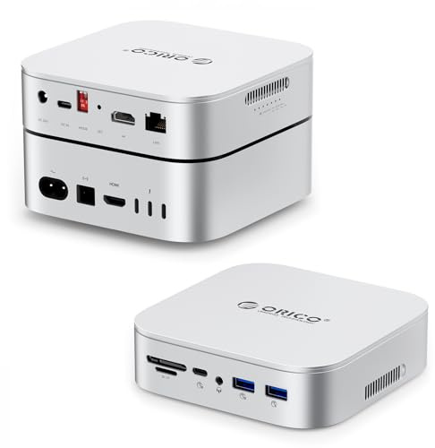 ORICO Mac mini M4 Dock Dual-Bay NVMe/SATA,10-in-1 USB-C Docking Station mit HDMI 4K,10Gbps USB C USB A, PD60W, SD/TF Kartenleser, RJ45 1000Mbps & Dual-SSD Gehäuse für Mac mini M4 und M4 Pro