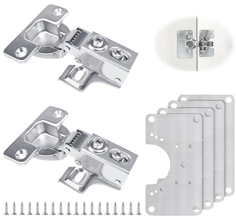 Lot de 2 charnières de porte d'armoire, kit de réparation de charnière d'armoire, plaques de réparation de charnière pour toutes les armoires de maison, kit de réparation de porte inclus (4 panneaux