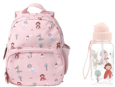 Tutete Set zaino per la scuola materna con borraccia Tritan da 500 ml per bambini, leggero, pratico e senza BPA, ideale per asilo, scuola e uscite, Piccolo rosso, Set Sac a Dos Maternelle + Bouteille