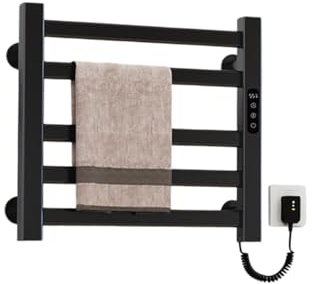 GYKOZY Scaldasalviette Elettrico con Pannello Touch ad Alta Definizione, portasciugamani riscaldato da Bagno a Parete, Impermeabile, scaldasalviette da Bagno Hot Plug-in (Black)