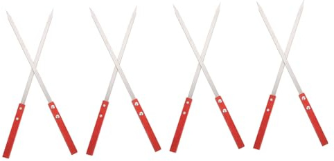 VILLCASE 8 pièces Fourchettes Barbecue Acier Inoxydable avec Manche Bois de Piques à Brochettes Viande Antidérapantes pour Grillades Plein Air pour Soirées Barbecue et Repas Famille