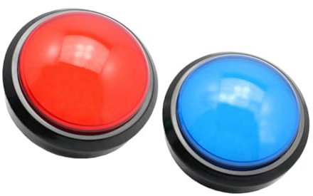 Mikinona Zumbador de Respuesta de Juego con Botones Grandes LED Iluminados Pulsadores Electrónicos Rojo y Azul sin Pilas Respondedor Digital para Concursos y Juguetes Interactivos