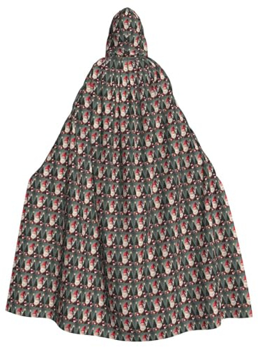 AYYQWE Jul traditionell tomte tryck vuxna huva kappa komfort kostym rock cosplay karneval maskerad fest cape