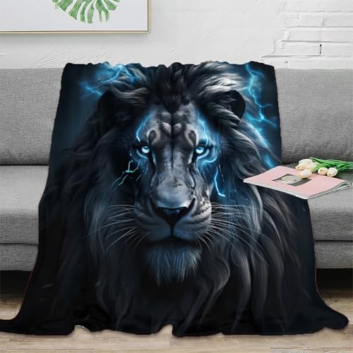 ZFLDKWGP León Impactante Manta 3D Impresa Microfibra Decoración Hogar Manta León para Sofá Dormitorio Acogedor 40x50inch(100x130cm)