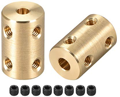 sourcing map 2 Stück 4mm bis 5mm Bohrung Starre Kupplungsschraube L22XD14 Kupfer Wellenkupplungsverbinder Motorzubehör