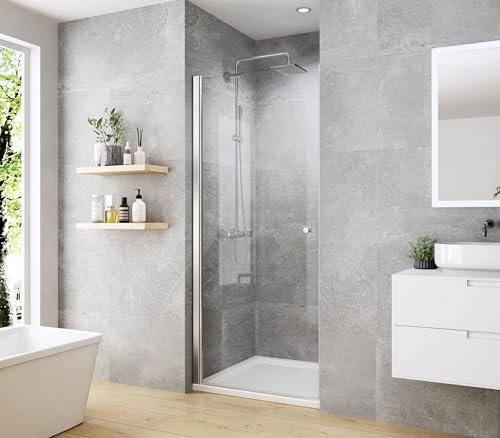 Heilmetz® Schwingtür Duschtür Duschkabine,80 x 185 cm Nischentür Dusche Duschtür Duschwand Glas mit Wandprofil, Sicherheitsglas Rahmenlos Duschabtrennung aus 6mm ESG mit Beidseitiger Nano Beschichtung
